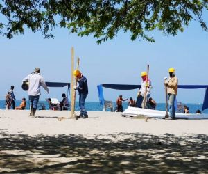 Obras en el Camellón de El Rodadero.