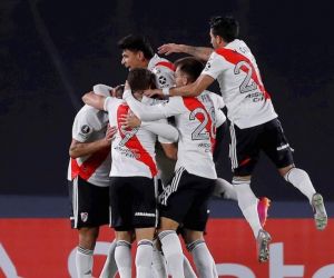 Celebración de uno de los goles de River Plate.