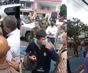 Momento en que los ciudadanos le reclamaban a Iván Duque.