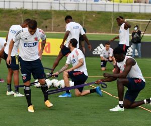Jugadores de la Selección Colombia durante el entrenamiento.