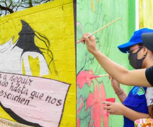 La obra plasmada en las paredes exteriores de la Alma Mater describe las emociones que vive la juventud en el marco del paro nacional.