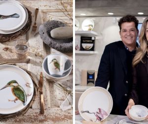 Carlos Vijes, Claudia eelana junto a la colección de vajillas 