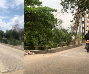 Un puente de un solo carril para carros y peatones en la entrada de Fundación que comunica con Aracataca.