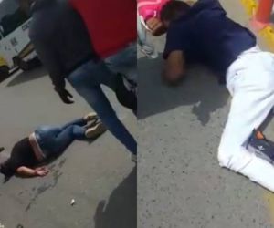 Pareja involucrada en el incidente de tránsito.