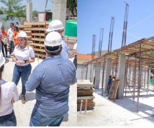 Virna Johnson inspeccionó el avance del nuevo centro de salud.