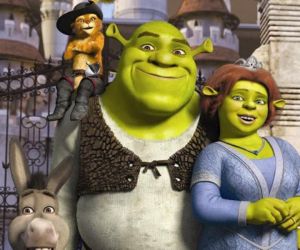 sherk, burro, fiona y gato con botas 