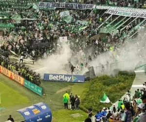 Aspecto de los disturbios en el estadio Atanasio Girardot de Medellín