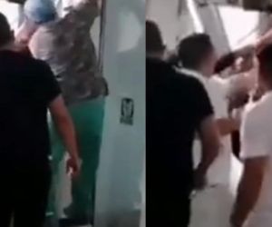 Momentos en que trabajadores del hospital auxilian a la menor.