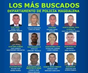 Cartel de los más buscados en el Magdalena.