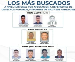 Cartel de los más buscados en Colombia.