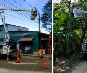 Trabajos de mantenimiento de alumbrado público en la zona rural