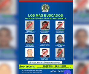 Cartel de los más buscados en Santa Marta