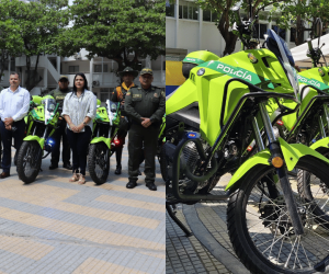 Alcaldesa de Zona Bananera recibe 10 motocicletas donadas por Asbama para la Policía