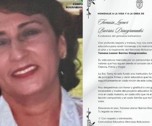 Fallecimiento de la fundadora del Colegio Gimnasio Bolivariano