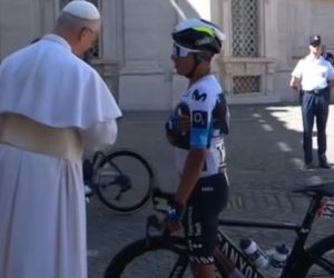 Nairo Quintana y el Papa León XIV.