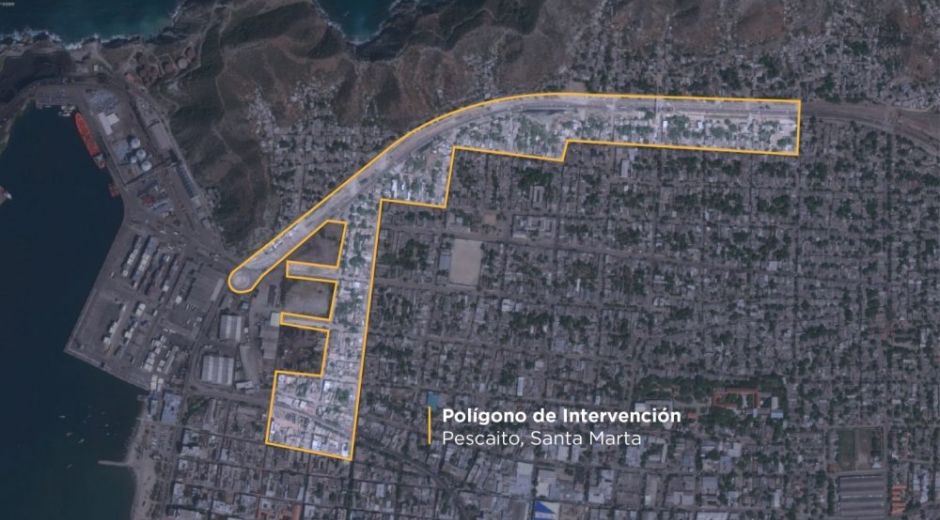 Este es el polígono de intervención del proyecto en el barrio Pescaíto.