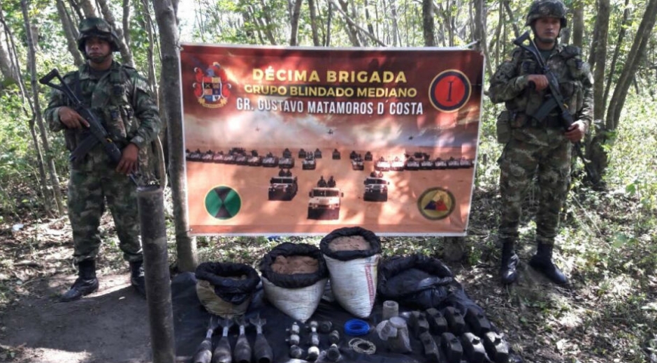 Material incautado a la guerrilla del ELN en La Guajira.