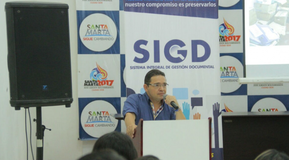 Alcaldía de Santa Marta Alcalde de Santa Marta Rafael Martínez durante el evento del lanzamiento del Sistema.