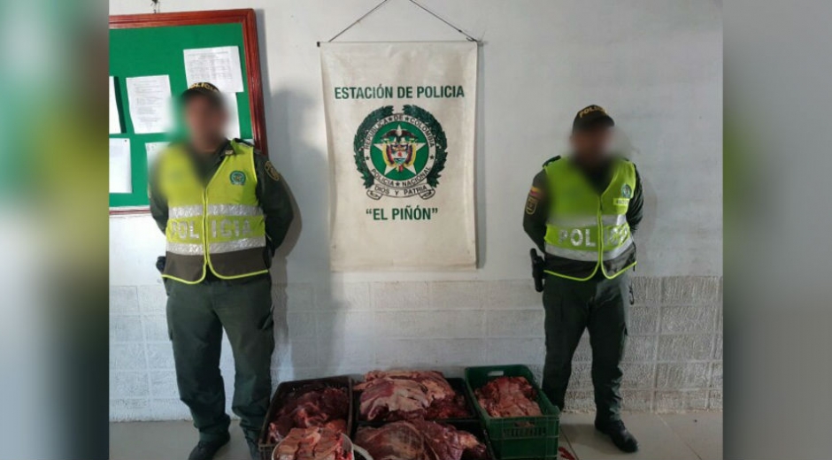 Carne decomisada en El Piñón, Magdalena.