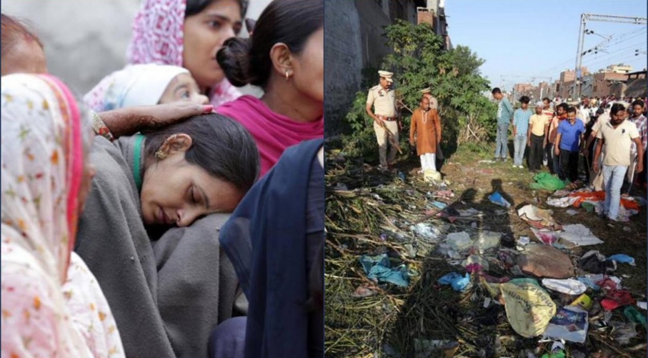  Una mujer es consolada tras la tragedia en las vías del tren en la India, donde 59 personas murieron.