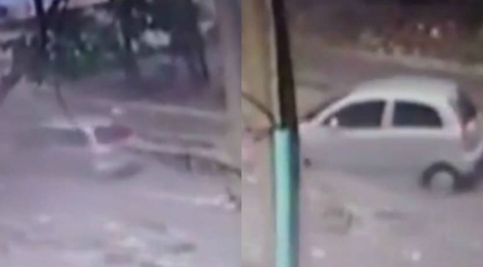 Captura del video en el momento en que el vehículo fue arrastrado
