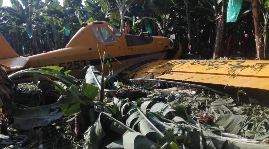 Pedro Pinilla debió hacer un aterrizaje forzado en una finca bananera del corregimiento Prado Sevilla.