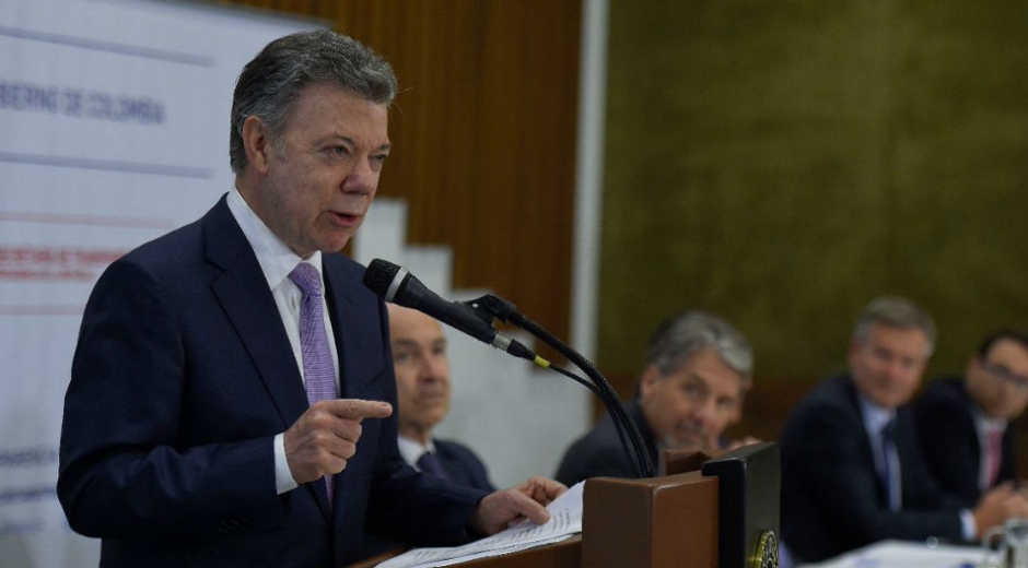 Juan Manuel Santos, durante la reunión con líderes de otras naciones.