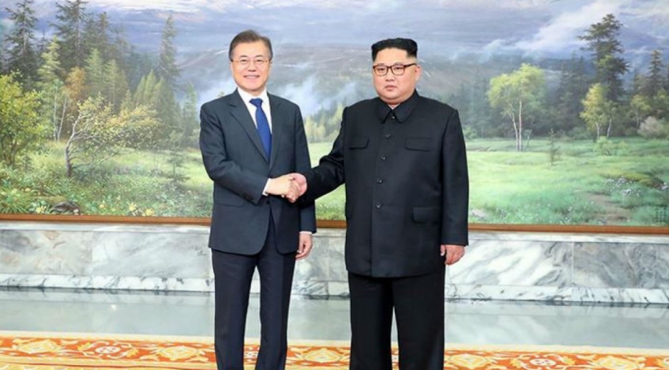  El presidente de Corea del Sur, Moon Jae-in, y el líder del Norte, Kim Jong-un.