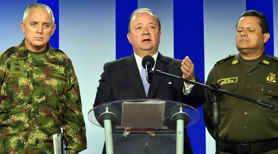 Ministro de Defensa, Luis Carlos Villegas, en rueda de prensa.