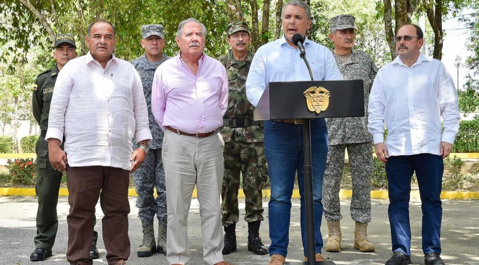 Cortesia Ivan Duque, dando el anuncio de las capturas