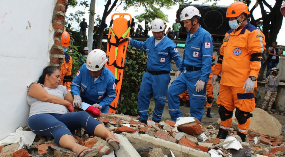 Realización del simulacro en Santa Marta.