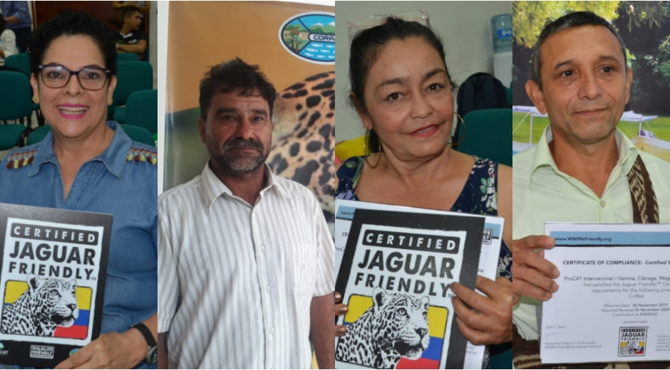 Seguimiento.co Algunos de los caficultores certificados con el sello 'Jaguar Friendly' por parte de Corpamag