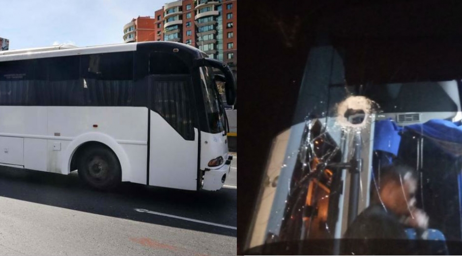 Bus en el que se transportaban los Diputados venezolanos