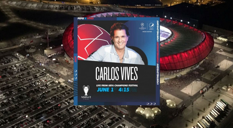 Carlos Vives en show de la Uefa Champions Festival en Madrid