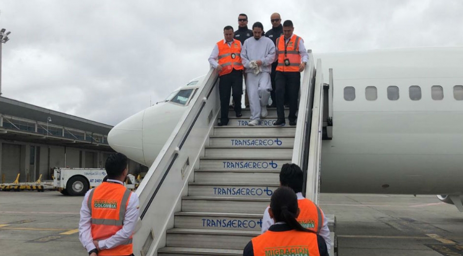 Murcia aterrizó cerca de las 11:00 a.m. en la ciudad de Bogotá. 