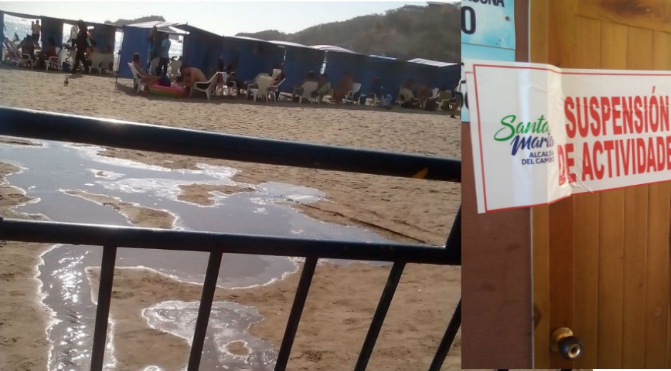 La suspensión de actividades en la batería de baños se debió a un vertimientos de aguas en la playa.