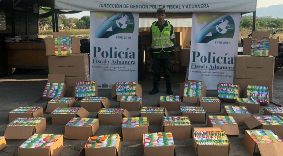 Policía Mercancía incautada por las autoridades.