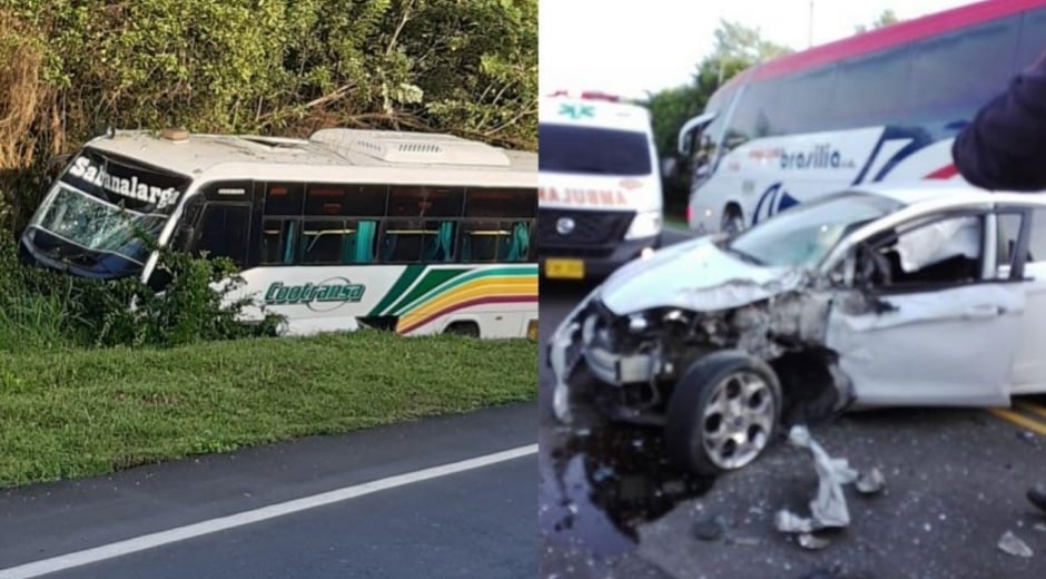 Luis Molina Orozco- Cortesía Zona Cero Accidente de tránsito entre un bus y un carro en la vía la Cordialidad.