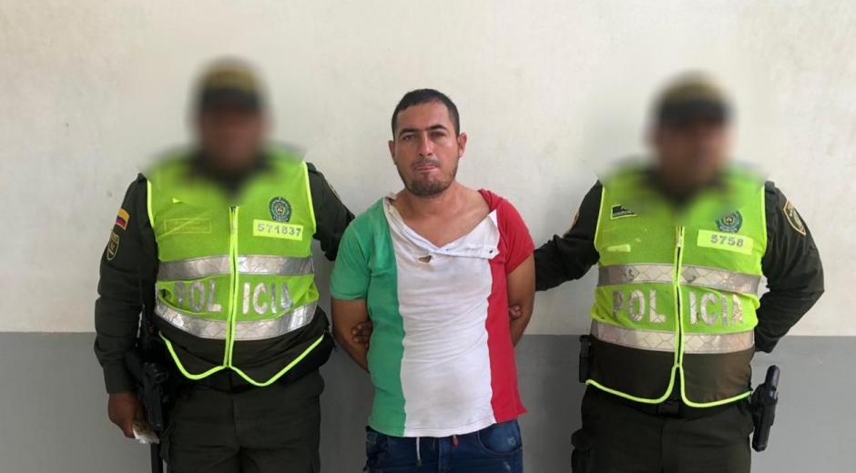 Policía Metropolitana de Barranquilla. Alias 'El Cachaco' tras ser llevado a la URI.