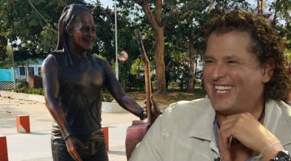 Carlos Vives y su escultura en Ciénaga.