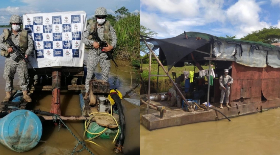Operaciones desarrolladas a lo largo de una semana permitieron el hallazgo de siete dragas y 11 motores.