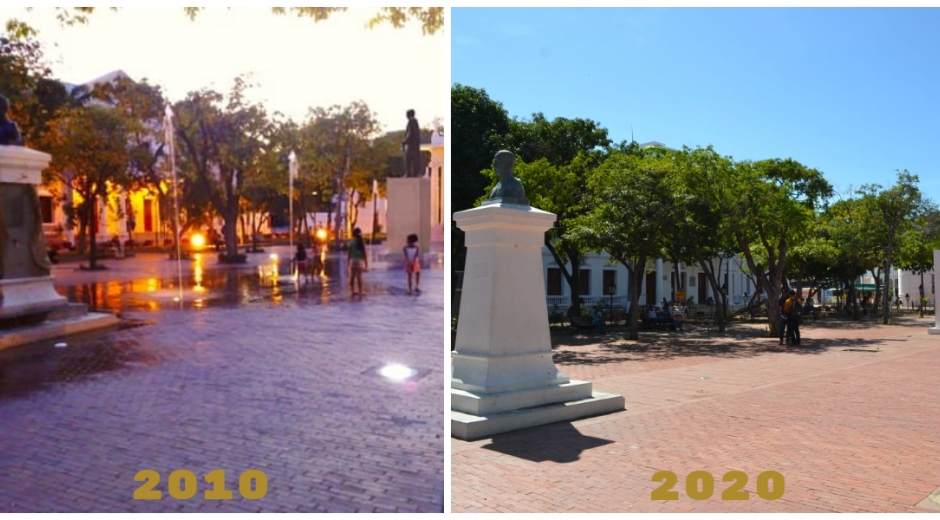 Centro Histórico de Santa Marta, con una década de diferencia.
