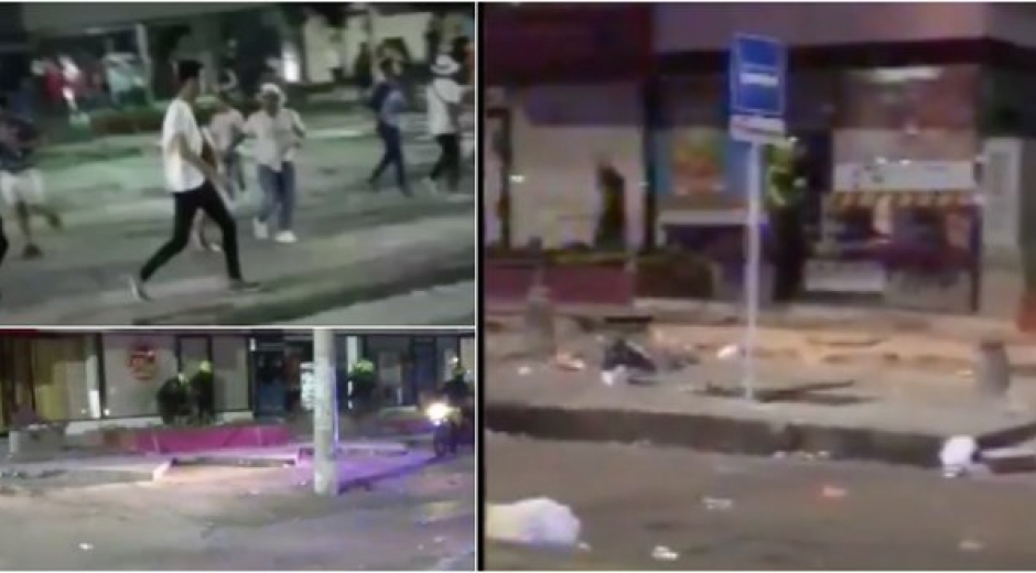 Un video aficionado grabó el momento del saqueo y el instante en que llega la Policía con la tanqueta del Esmad. 