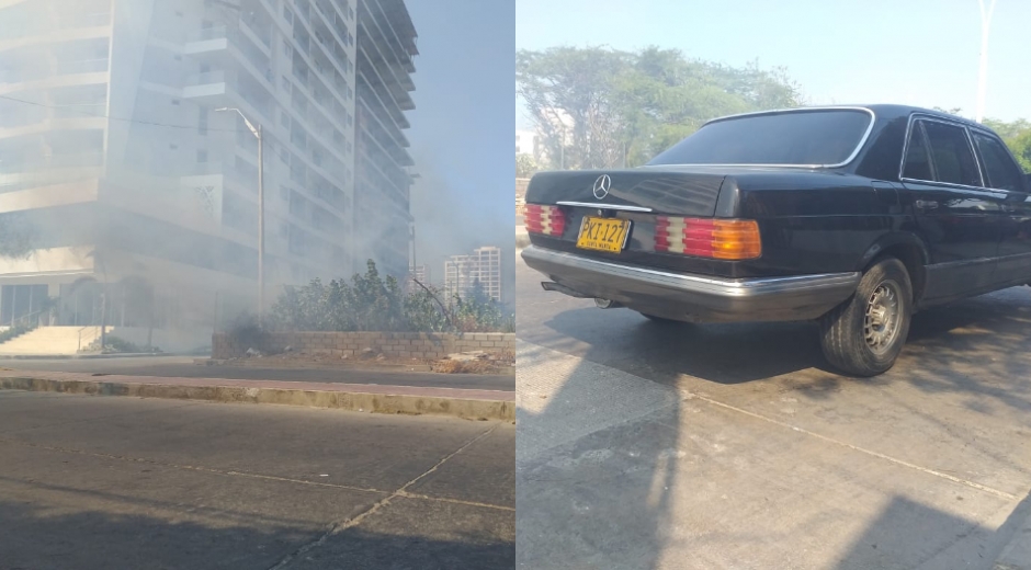 El dueño del predio bajó de este Mercedes y ‘ordenó’ a sus escoltas que prendieran el lote. 