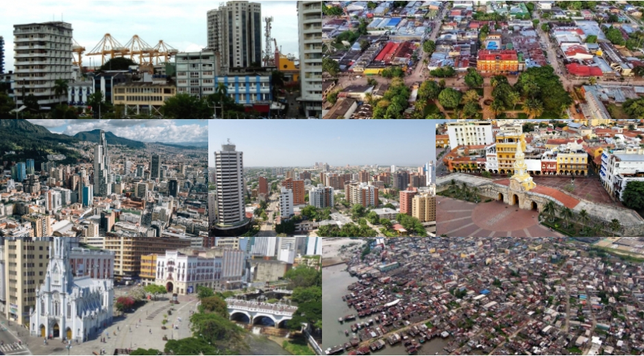 Bogotá, Cali, Cartagena, Leticia, Buenaventura, Barranquilla, Tumaco.