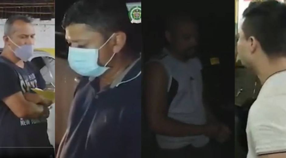 Los cuatro uniformados detenidos.