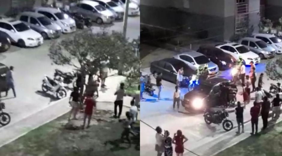 Momento en que el hombre era montado a un vehículo particular para ser llevado a un centro asistencial.