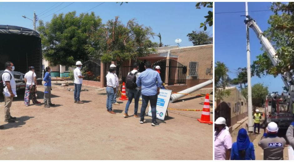 Este jueves se realizó la instalación del primer poste en Puebloviejo.