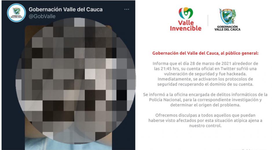 La Gobernación asegura que la cuenta fue hackeada.