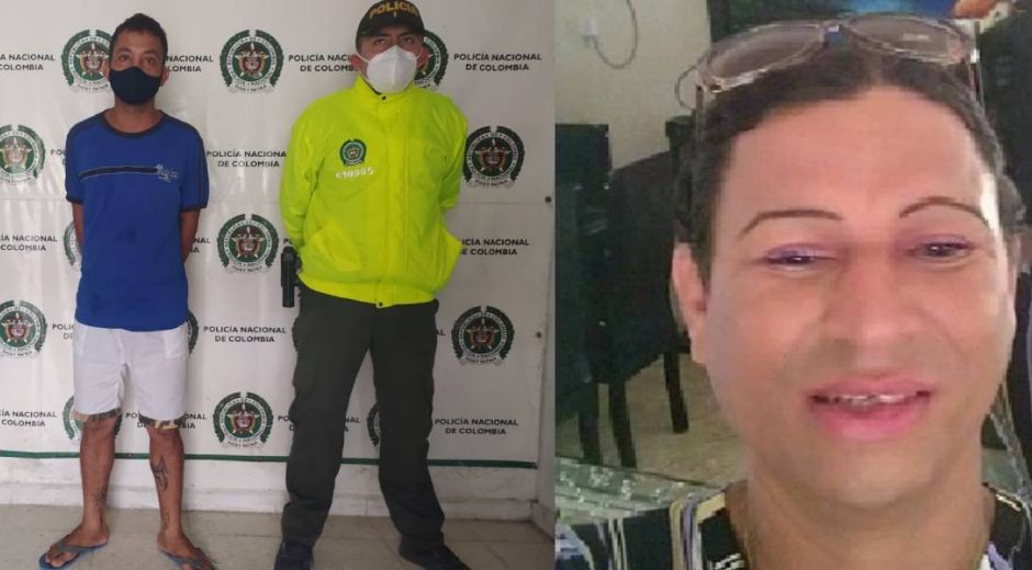 Osneider Rodelo Gómez, capturado, y la víctima.
